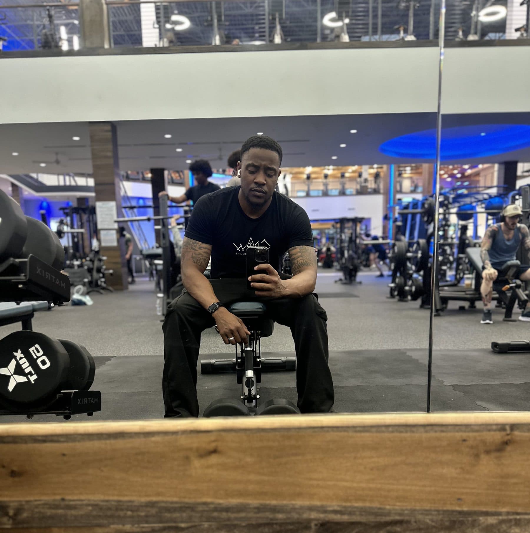 David training in a gym