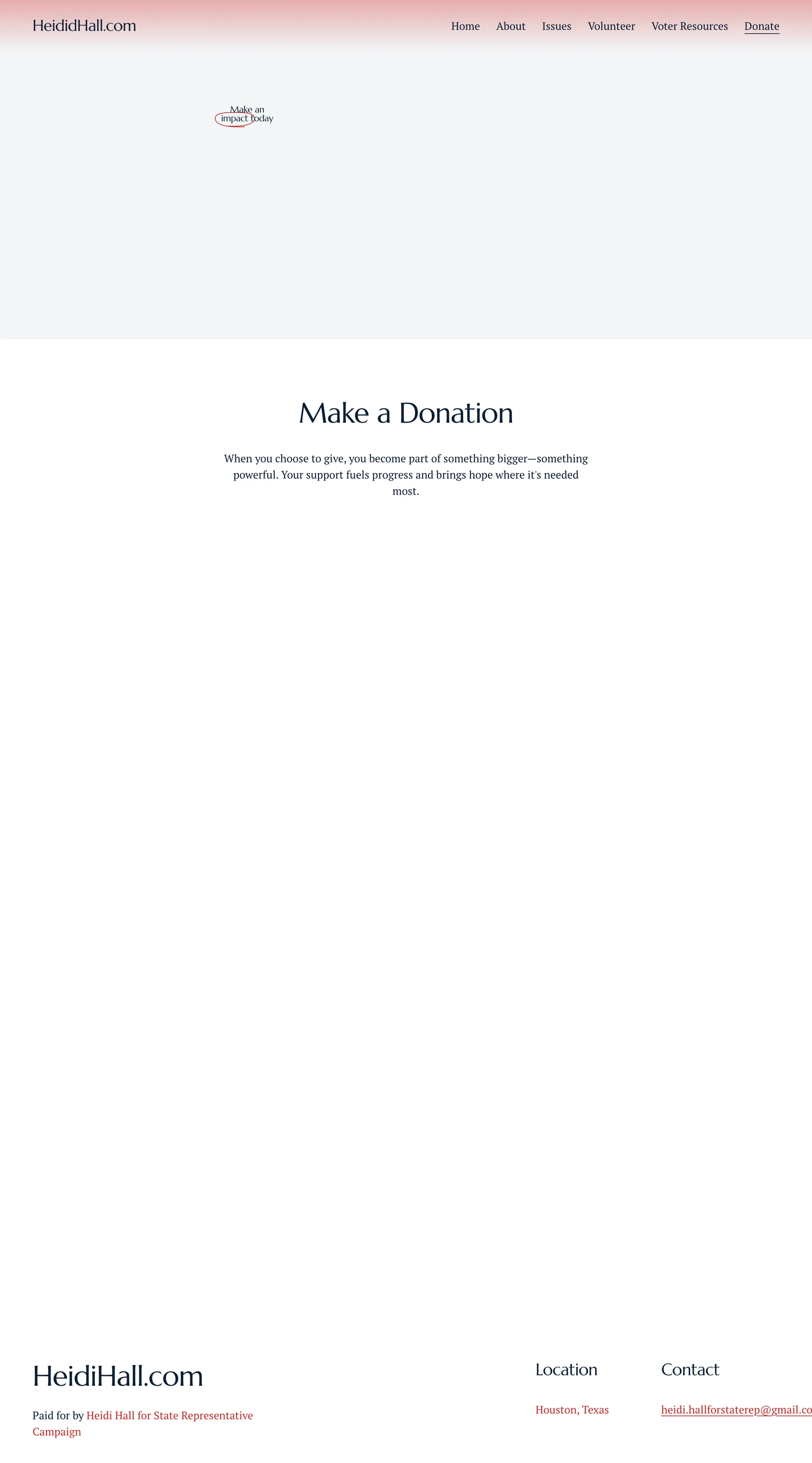 Heidi Hall campaign donation page on desktop