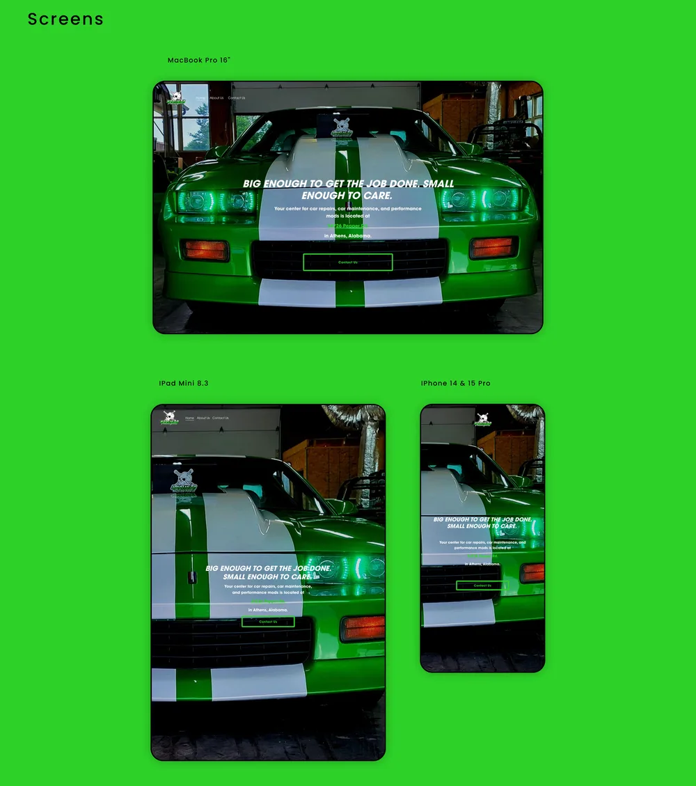Hooligan Motorsports responsive website board