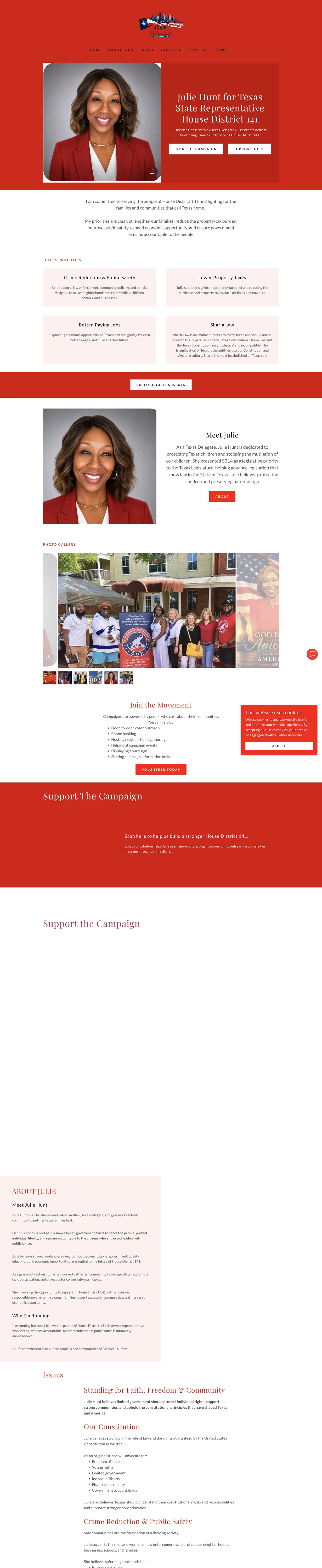 Additional Julie Hunt campaign website view