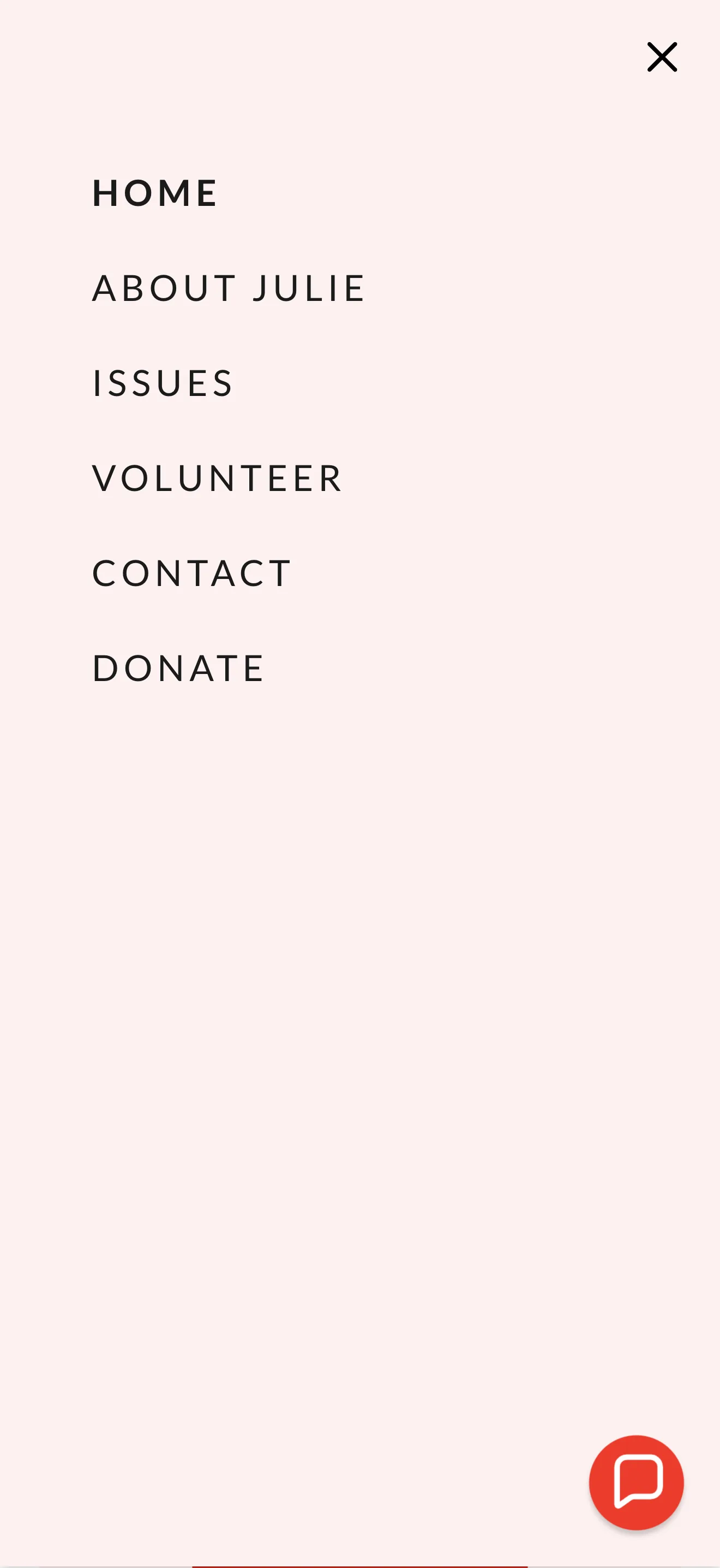 Julie Hunt campaign expanded mobile menu