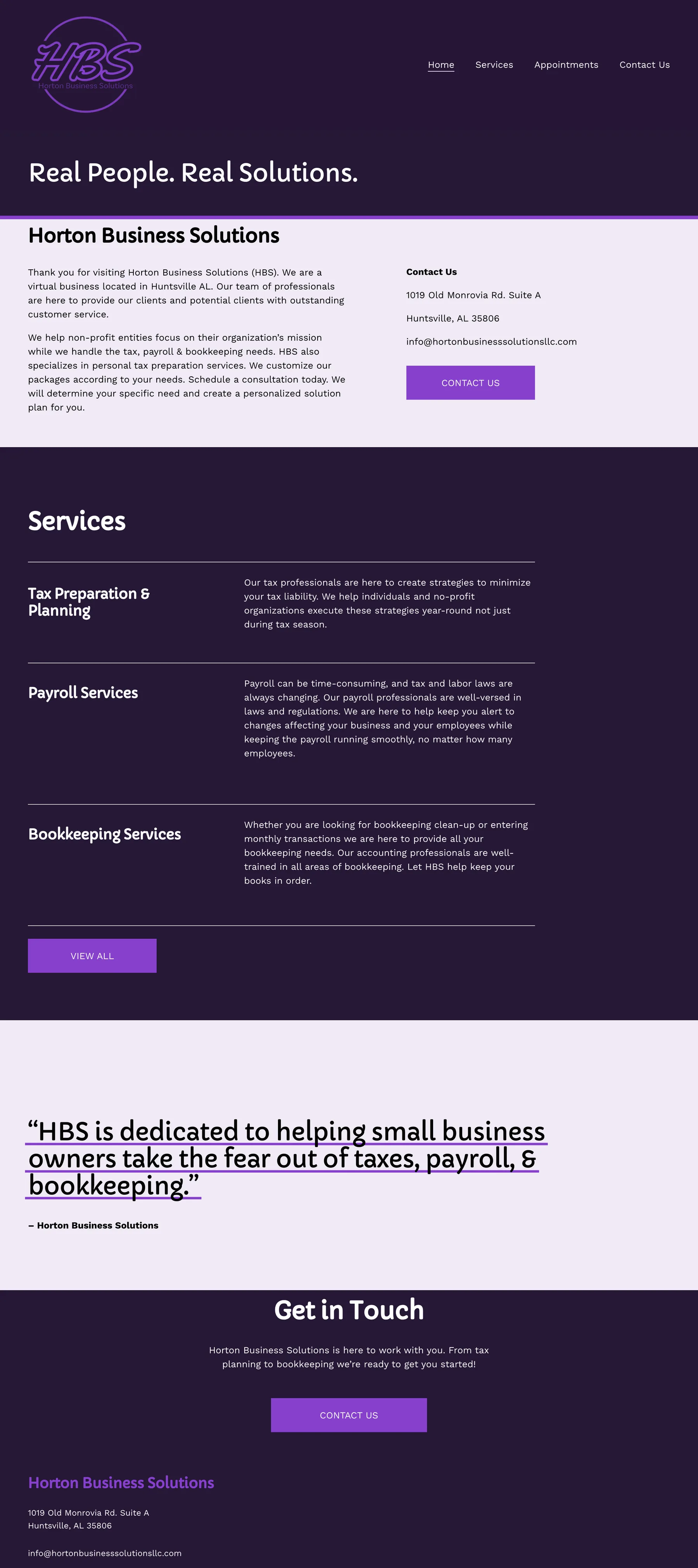 Horton Business Solutions home page