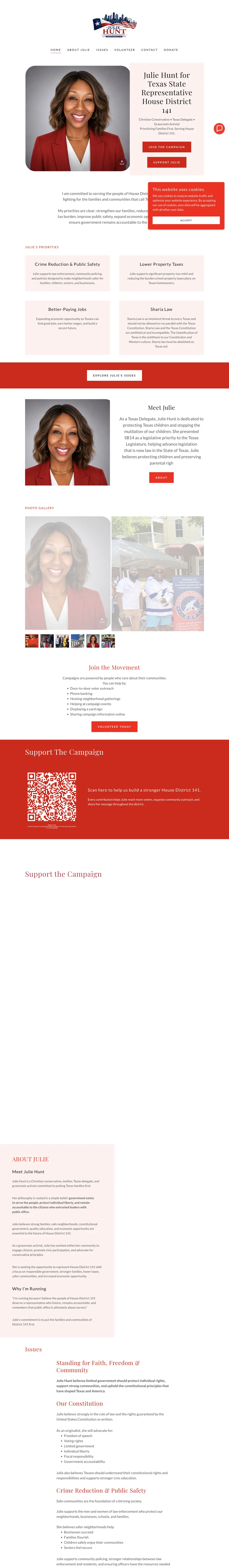 Julie Hunt campaign final website design